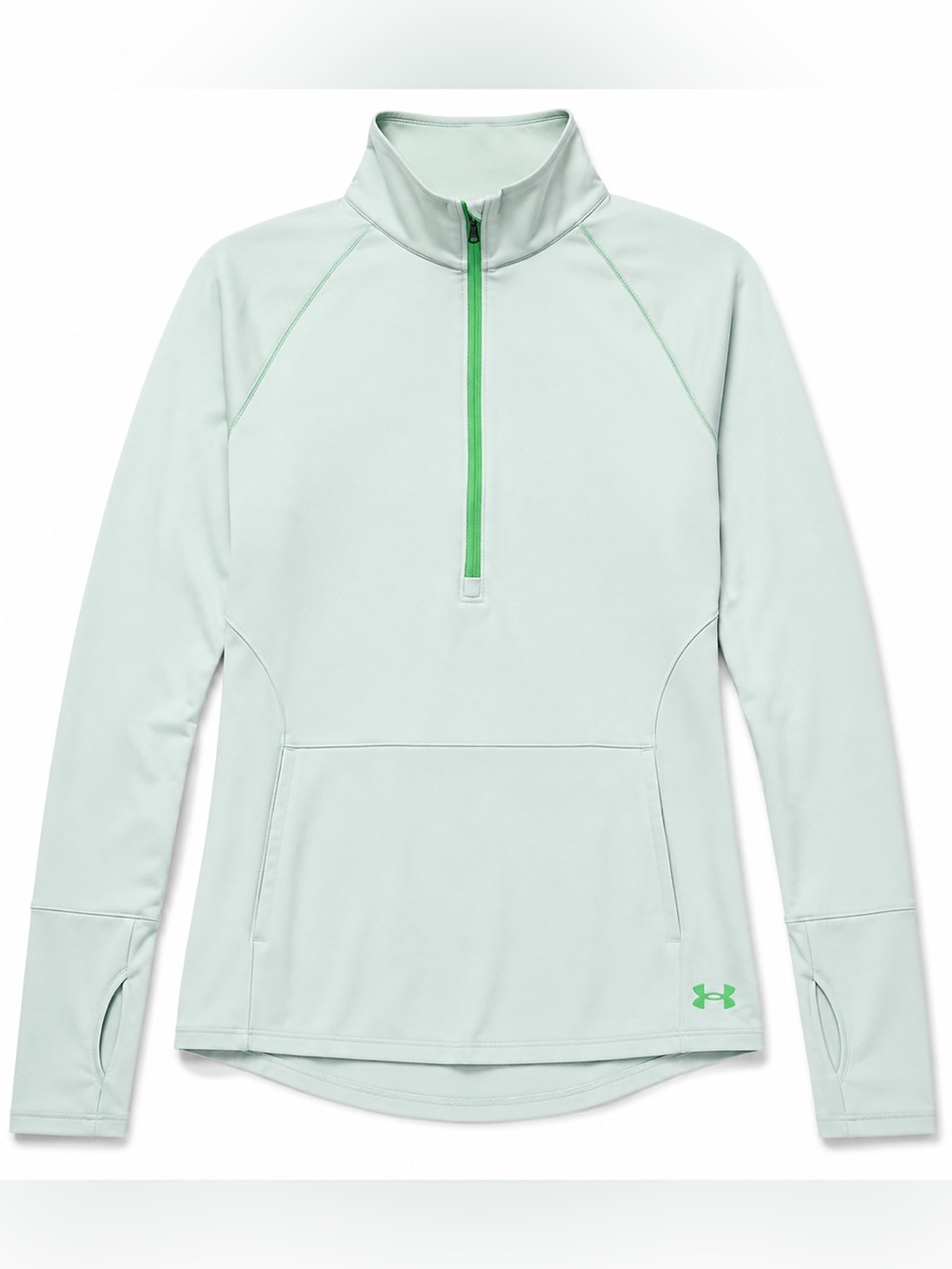 Under Armour ColdGear Women XL Mint Half Zip Pullover Kangaroo Pocket Running